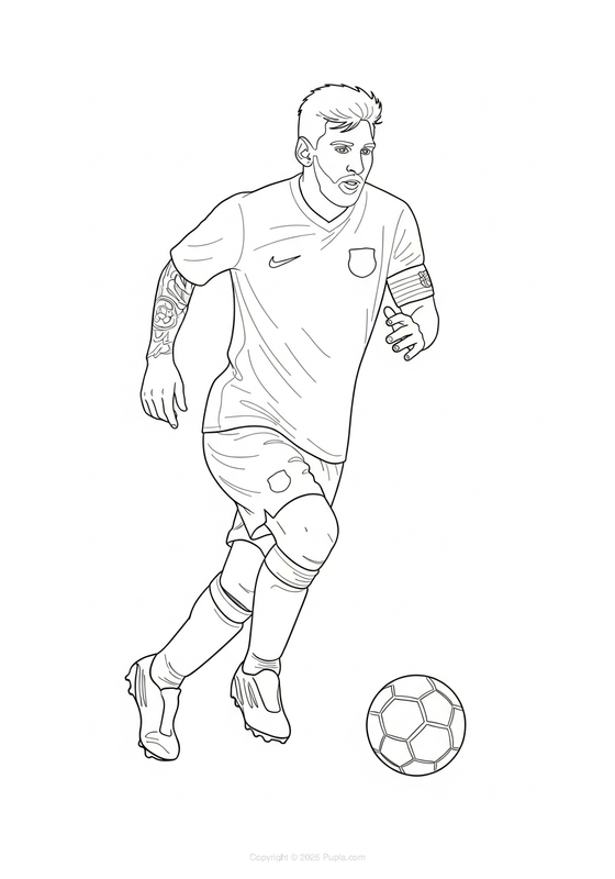 Messi running with the ball Coloring Page