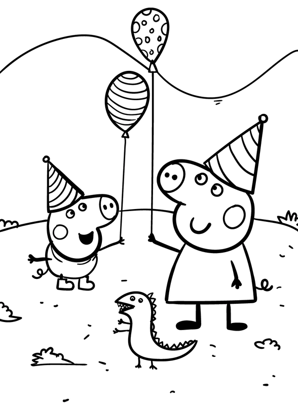 Dibujo para Colorear Feliz cumpleaños Peppa Pig