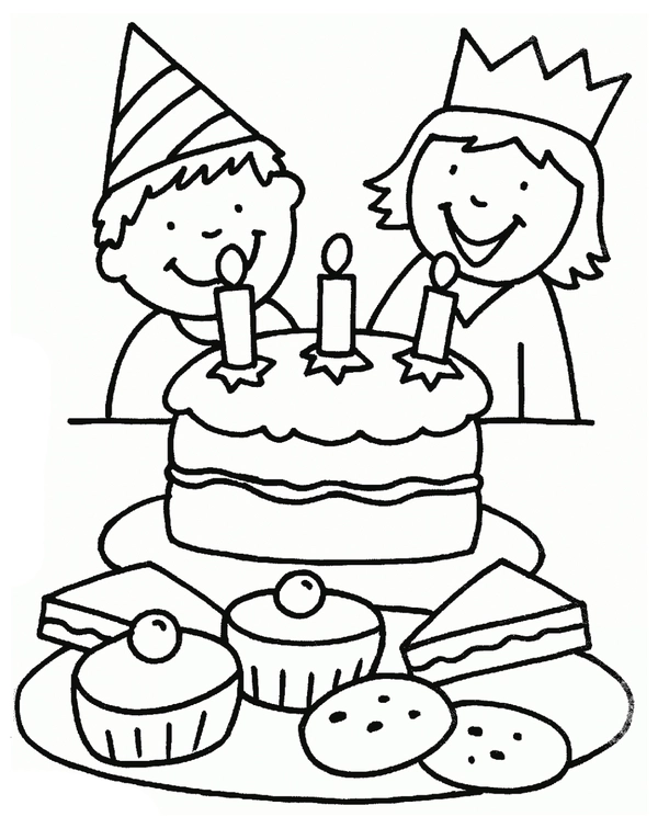 Happy Birthday Boy and Girl Coloring Page