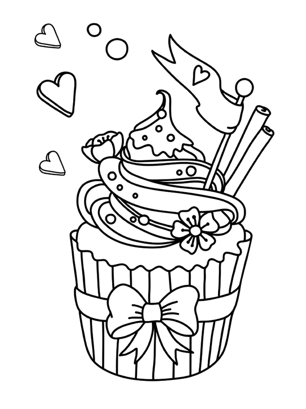 Happy Birthday cupcake Coloring Page