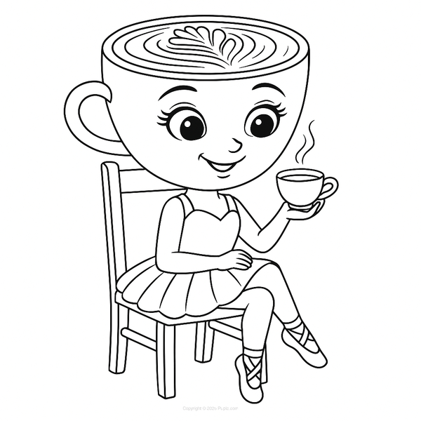 Ballerina Cappuccina Drinking Coffee Coloring Page