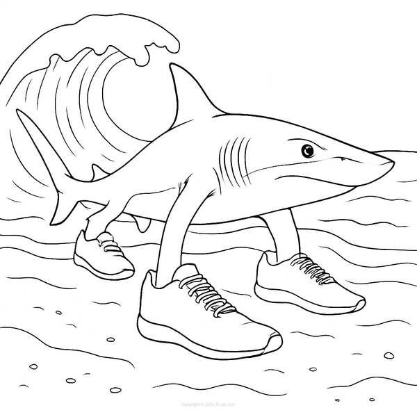 Tralalero Tralala Beach Coloring Page