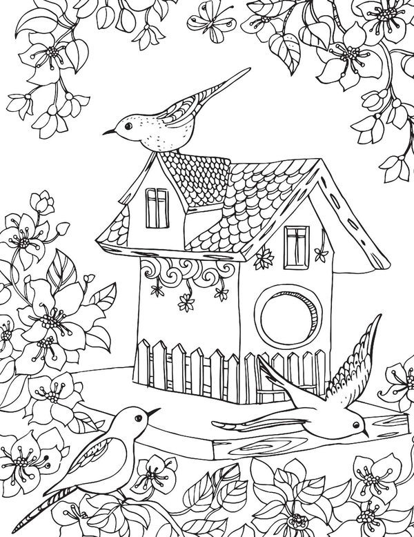 Bird House Printable Coloring - Bird House.webp