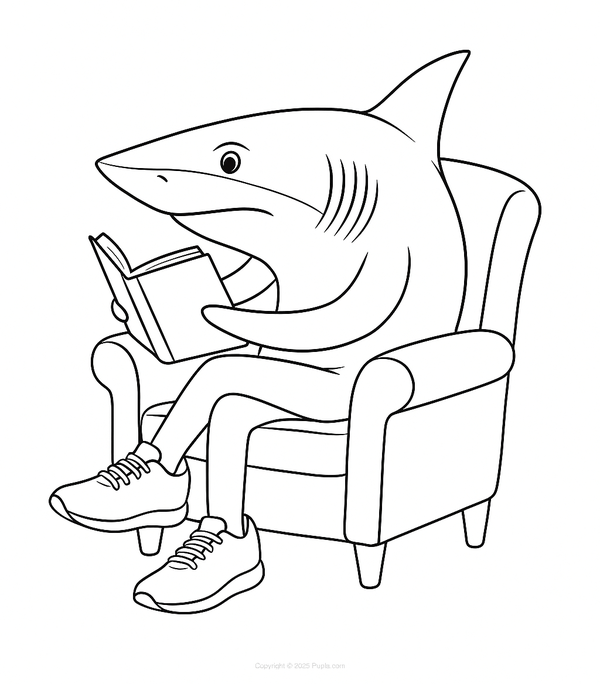 Tralalero Tralala Reading a Book Coloring Page