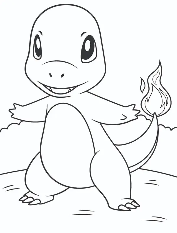 🖍️ Pokémon Charmander - Printable Coloring Page for Free 