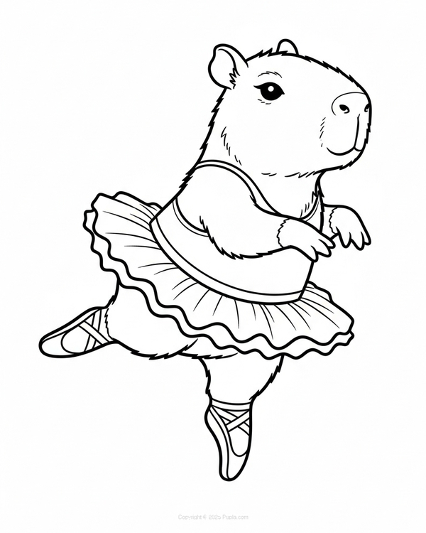 Coloriage Mignonne Ballerine Capybara