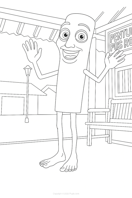 Dibujo para Colorear Tung Tung Tung Sahur Feliz