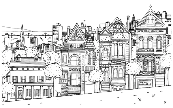Houses Street Coloring Page