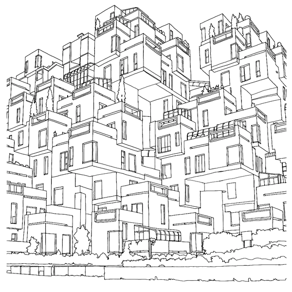 House Blocks Building Coloring Page