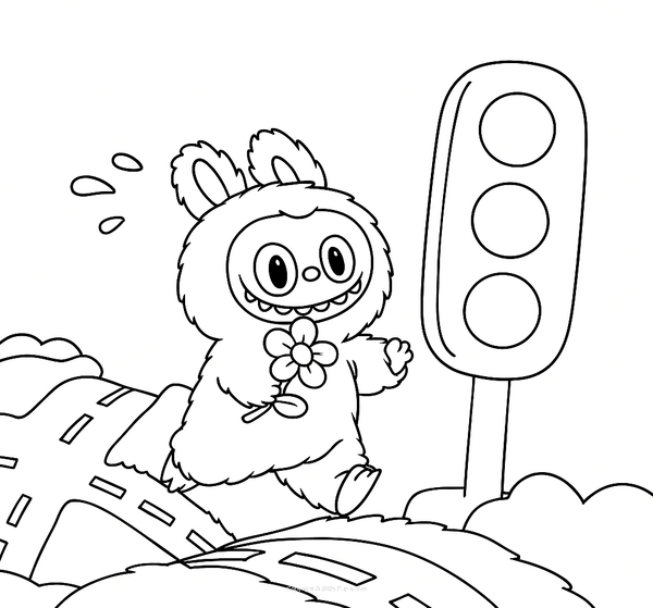 Labubu Big Into Energy Coloring Page