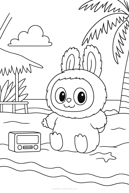 Labubu Have a Seat Coloring Page