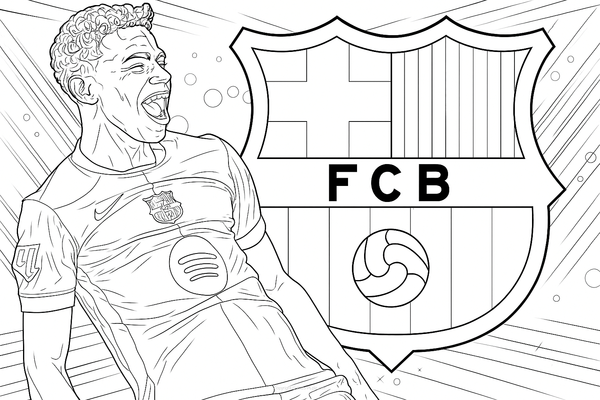 Lamine Yamal FC Barcelona Coloring Page