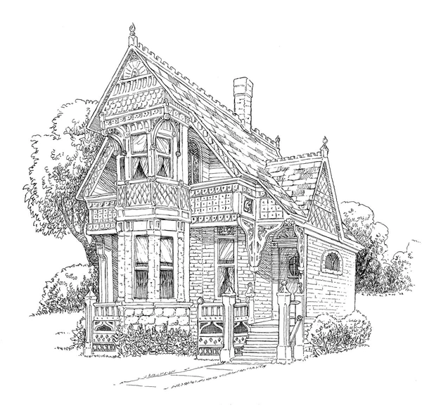 Victorian House Detailed Coloring Page