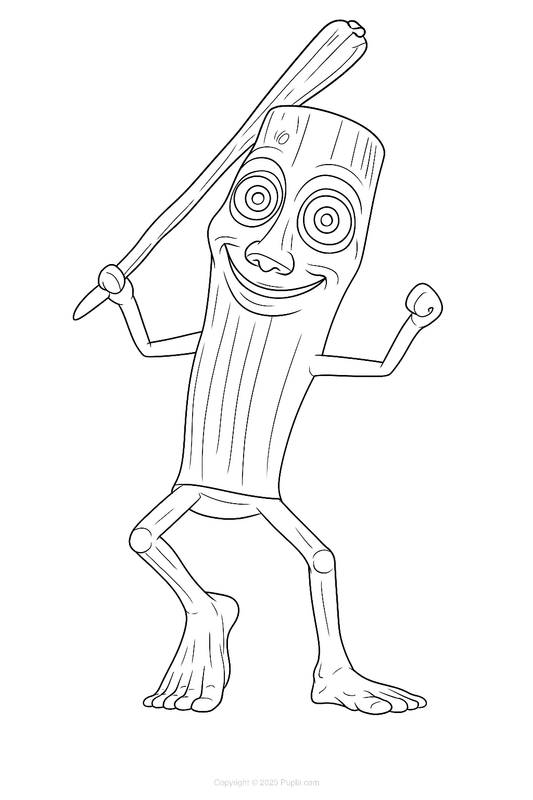 Tung Tung Tung Sahur Baseball Bat Coloring Page