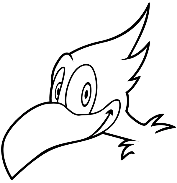 Birds Head Cartoon Coloring Page