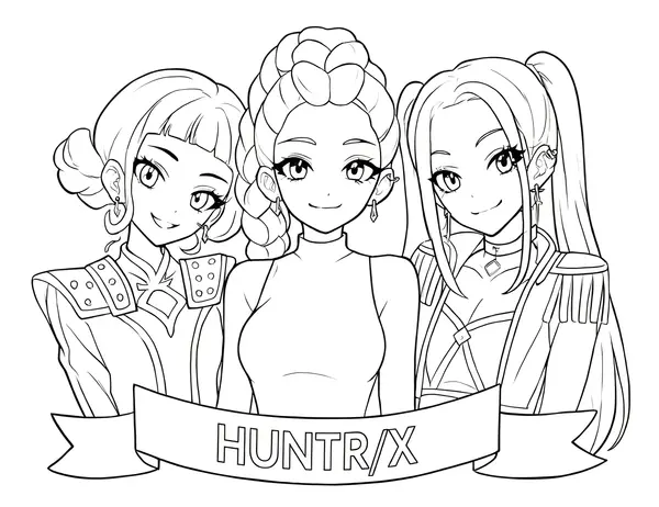 Kpop Demon Hunters Huntrix Cartoon Kleurplaat