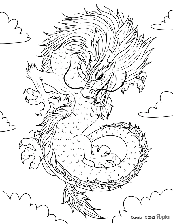 Coloriage Dragon en colère qui vole