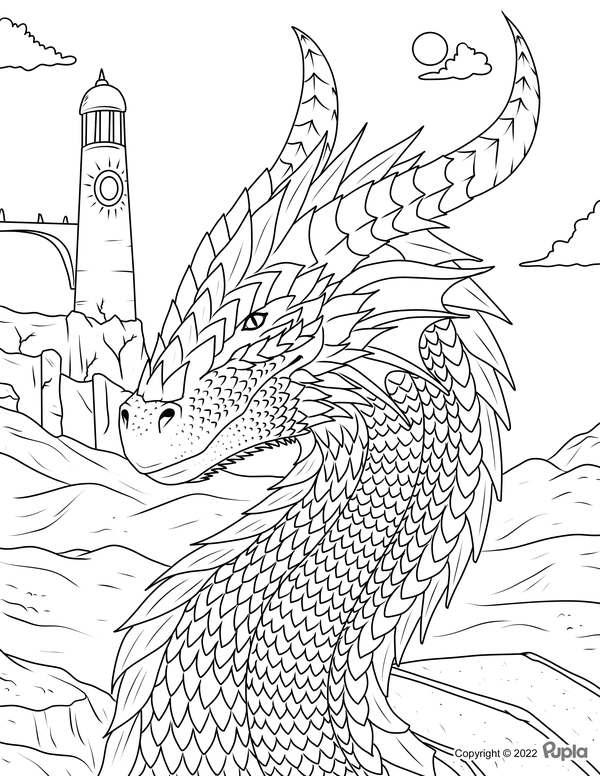 Dibujo para Colorear Primer plano del dragón