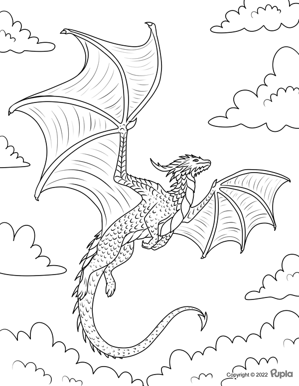 Dibujo para Colorear Dragón volador