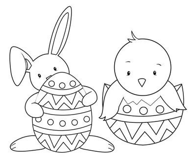 Easter Bunny and Easter Duck in Egg