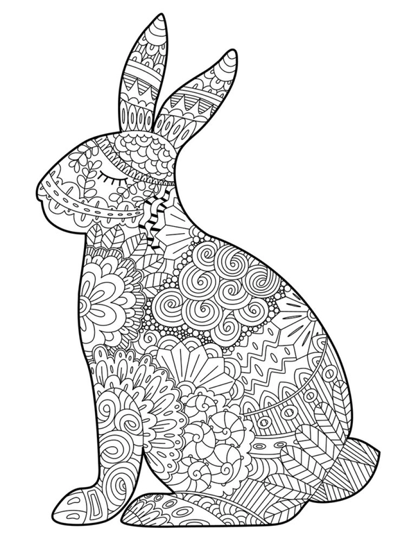 Dibujo para Colorear Mandala del conejo de Pascua
