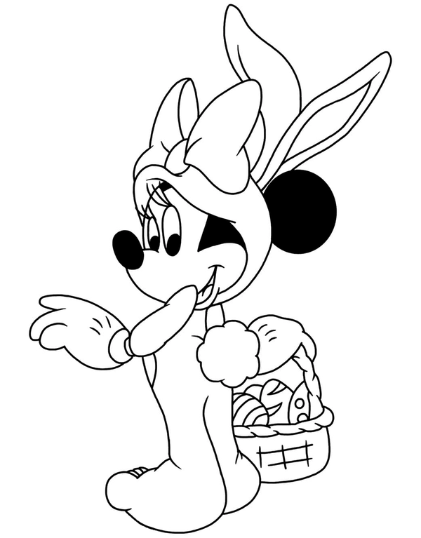 Easter Bunny Minnie Mouse Coloring Page