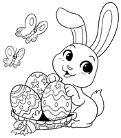 Conejo de Pascua con huevos