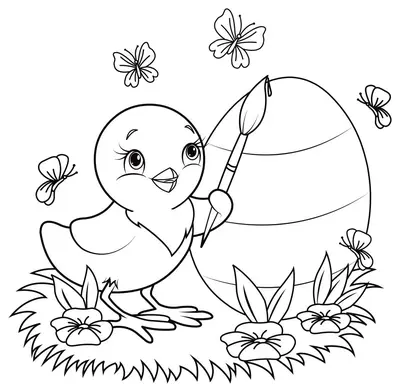 Huevo de Pascua pintado con patitos