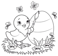 Canard peignant l'œuf de Pâques