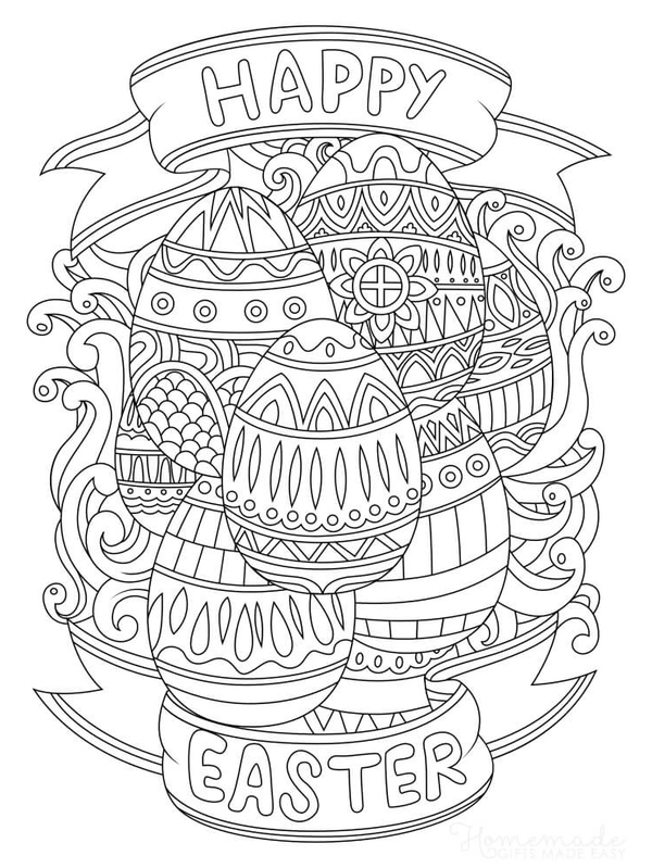 Easter Eggs Detailed Coloring Page
