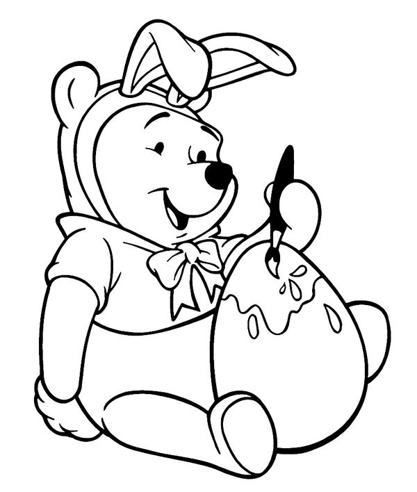 Winnie the Pooh Painting Easter Egg Coloring Page
