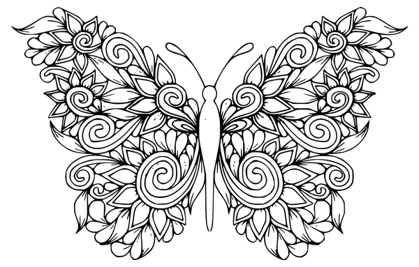Vlinder met Bloemenvleugels Kleurplaat