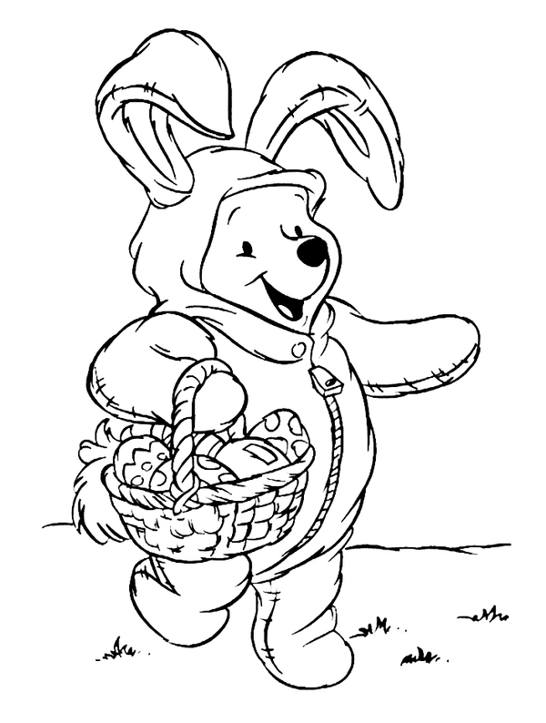 Easter Winnie the Pooh Coloring Page