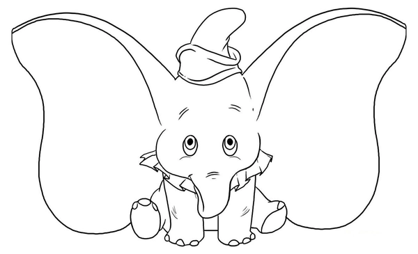 Dibujo para Colorear Elefante bebé con orejas grandes