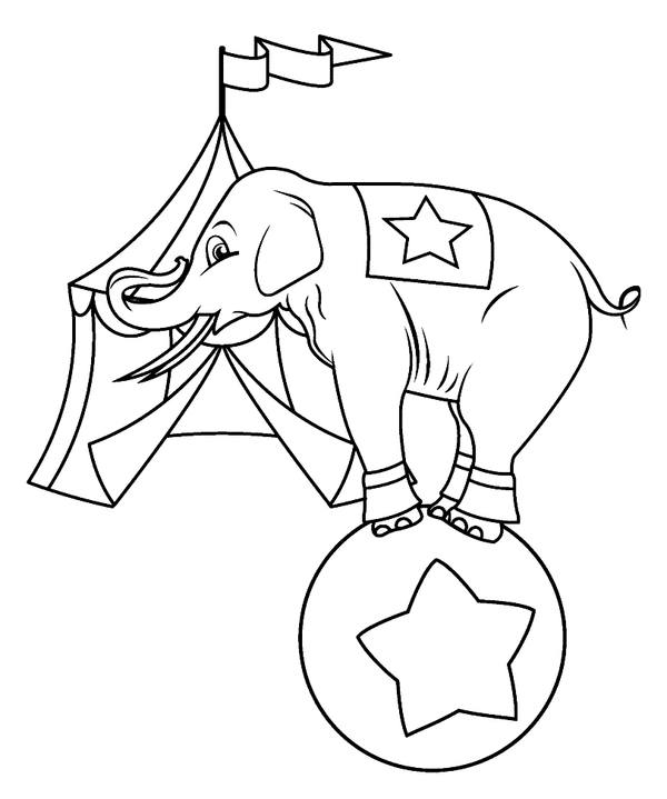Dibujo para Colorear Elefante de circo