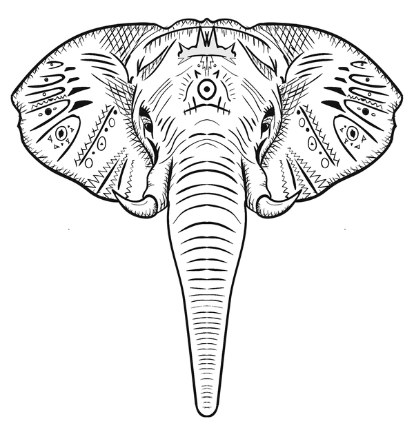Dibujo para Colorear Cabeza de elefante