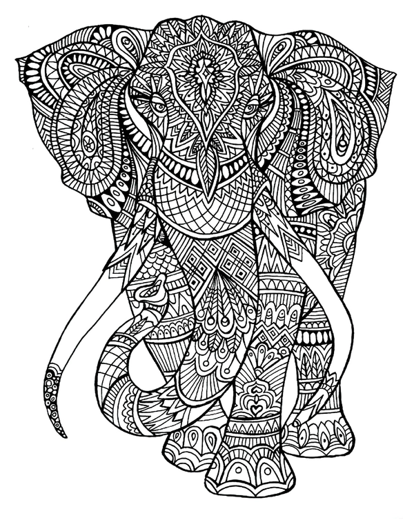 Dibujo para Colorear Mandala del elefante
