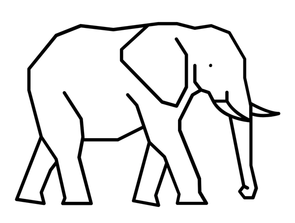 Dibujo para Colorear Elefante minimalista y sencillo