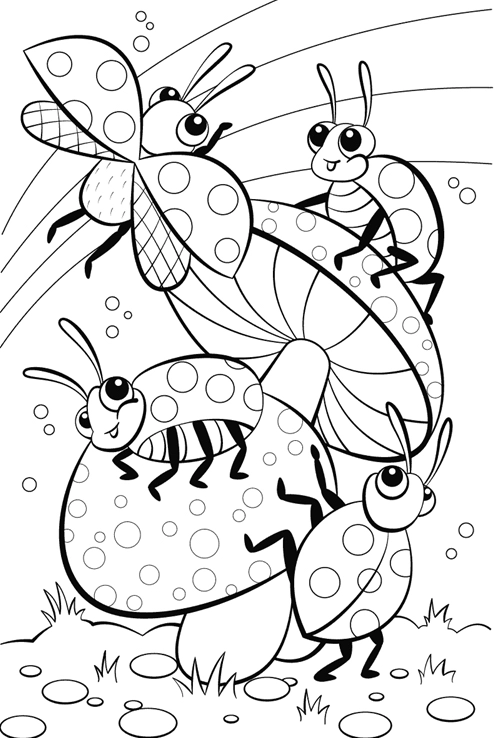 Ladybugs Together Coloring Page