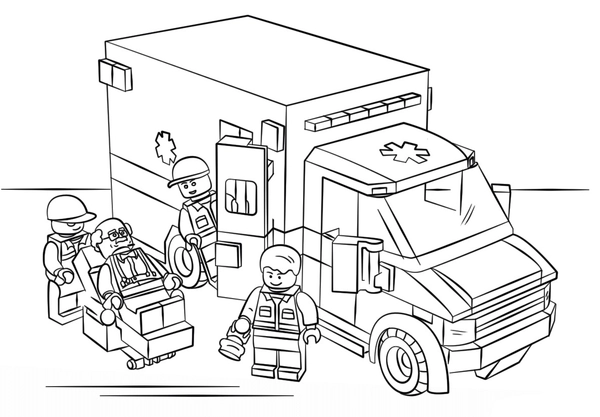 Dibujo para Colorear Ambulancia Lego
