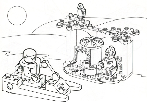 Lego Boat and Terrace Coloring Page