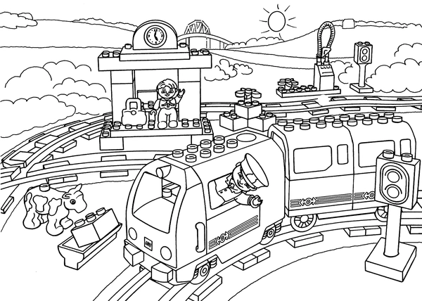 Dibujo para Colorear Estación de tren Lego Duplo