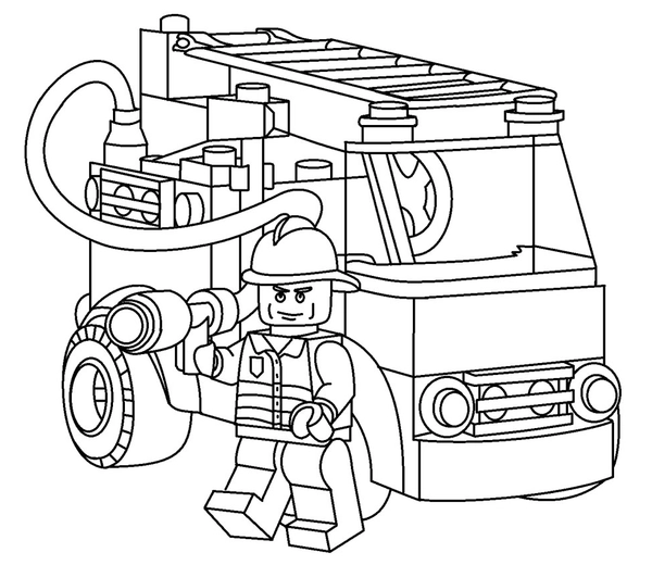 Coloriage Camion de pompiers Lego