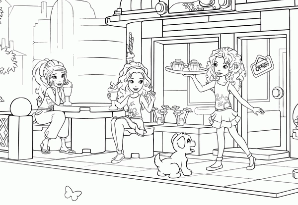 Lego Friends Restaurant Cupcakes Coloring Page