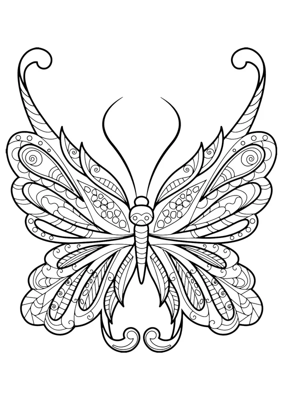 Dibujo para Colorear Adornos de mariposa