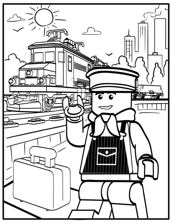 Dibujo para Colorear El hombre tren de Lego