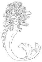 Meerjungfrau mit großem lockigem Haar