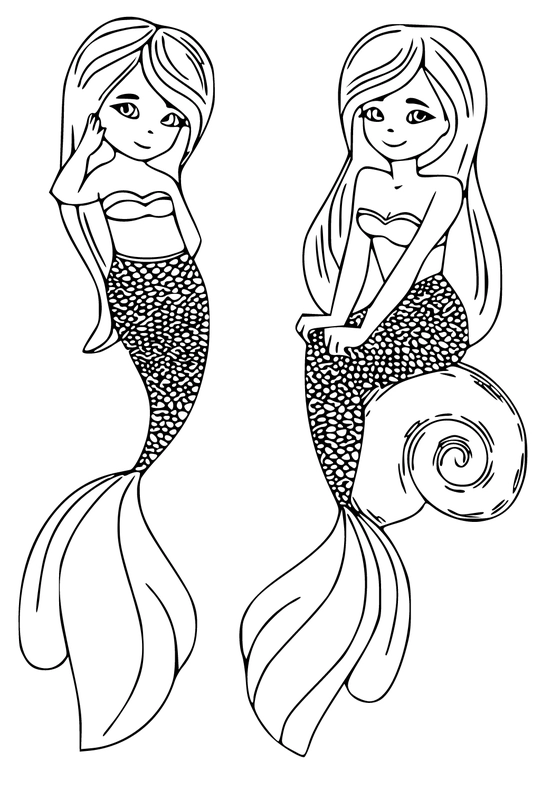 Mermaids Sisters Coloring Page