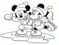 Mickey Mouse et Minnie font du patin à glace