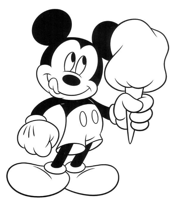 Mickey Mouse Eet Ijsje Kleurplaat